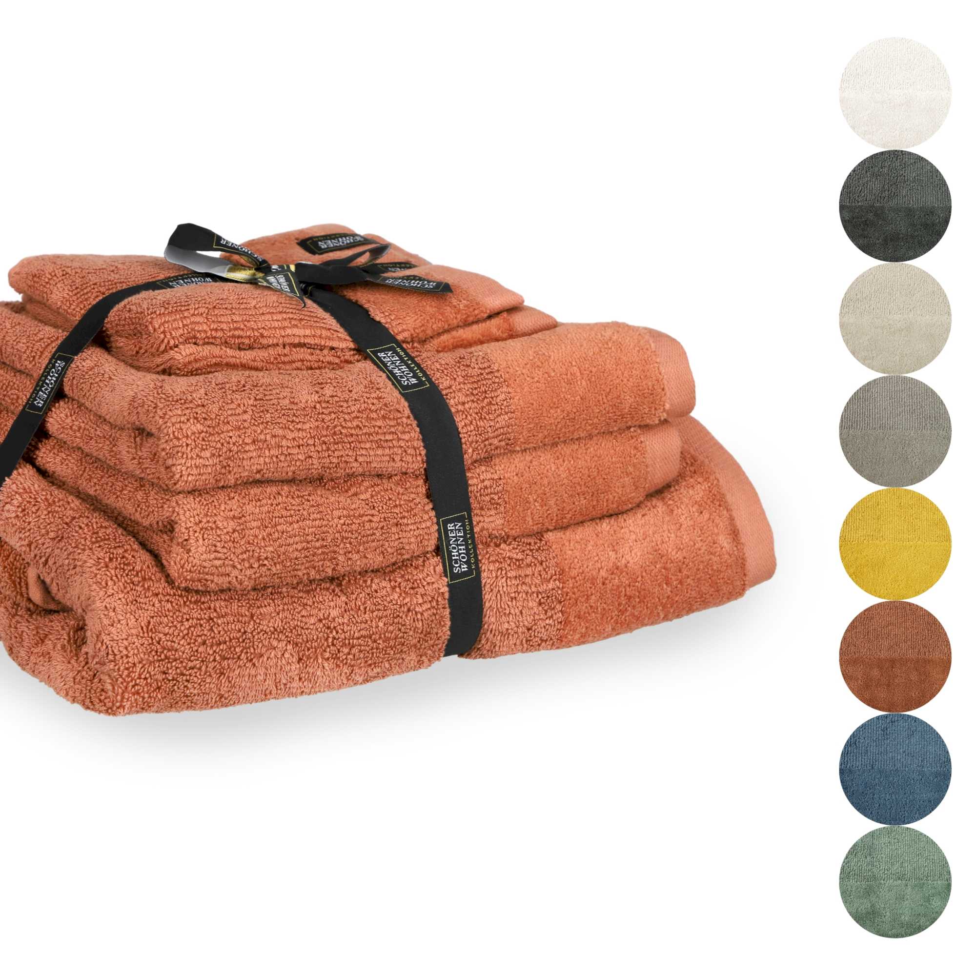 Handtuch 5er Set Sense • 2 Gästehandtücher, 2 Handtücher, 1 Duschtuch • 100% Baumwolle