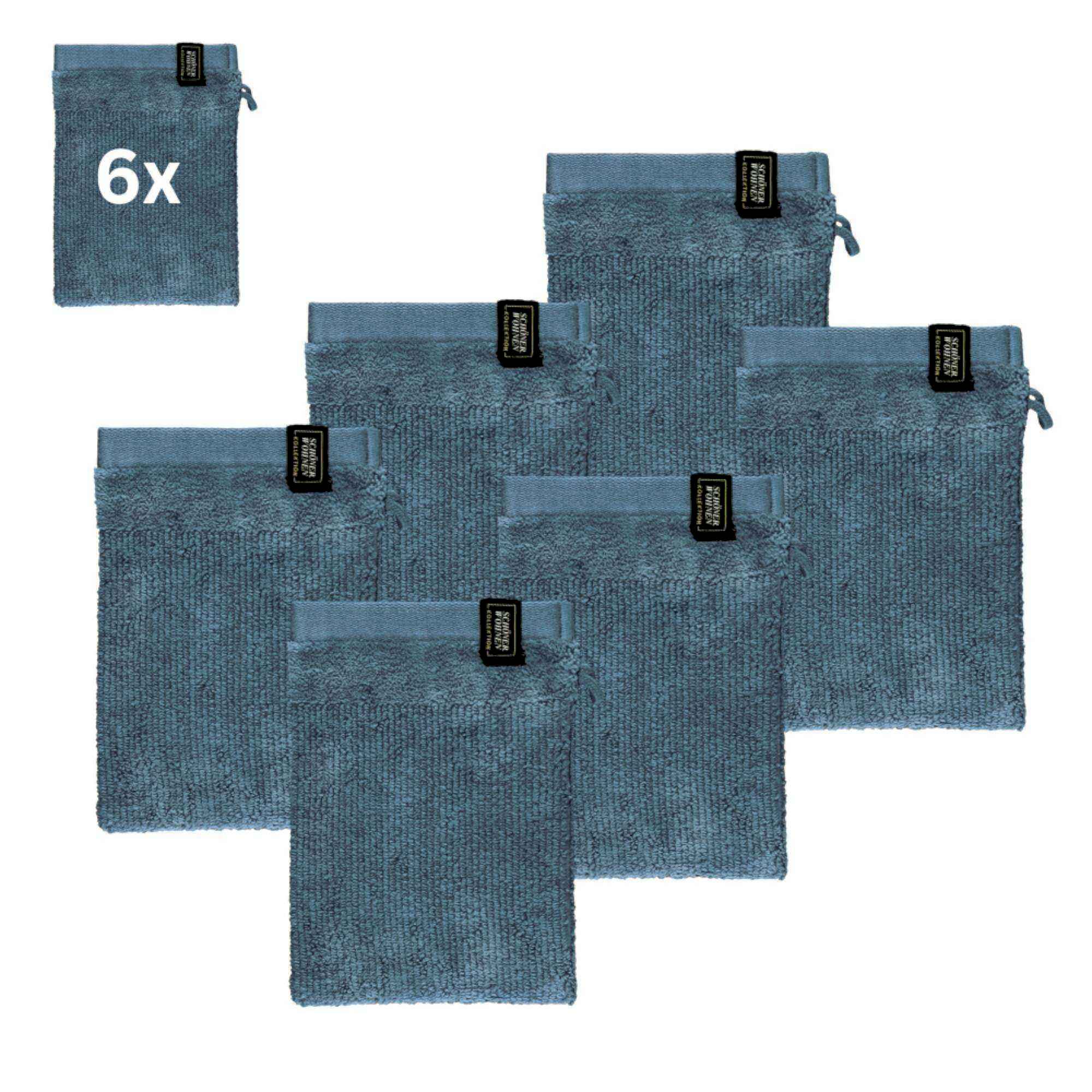 6er Set Frottee Waschhandschuhe – Airtouch Qualität, 100% Baumwolle, 16x21 cm, weich