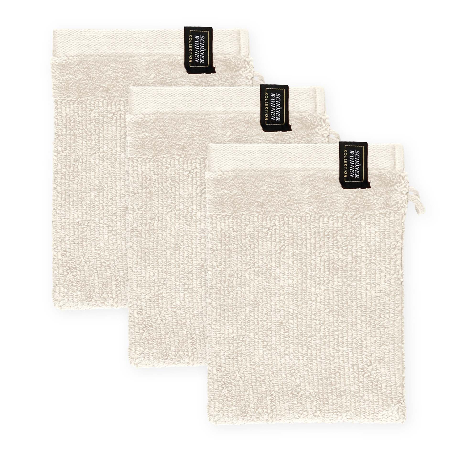 Waschhandschuh 3er Set mit Velourborte 16 x 21 cm - WohnDirect.com - Heimtextilien für stilvolles Wohnambiente