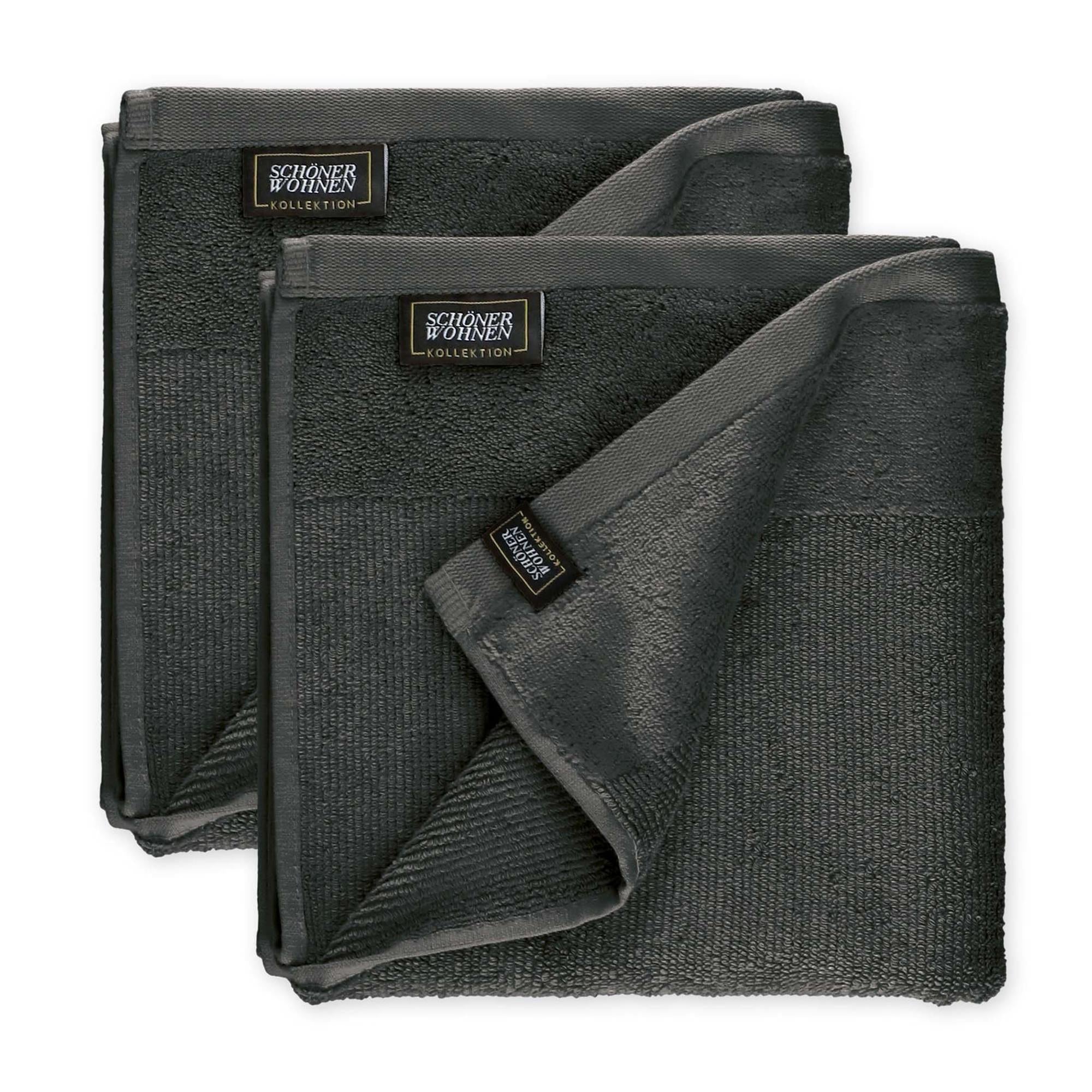 Handtuch 2er Set SENSE mit Velourborte 50 x 100 cm
