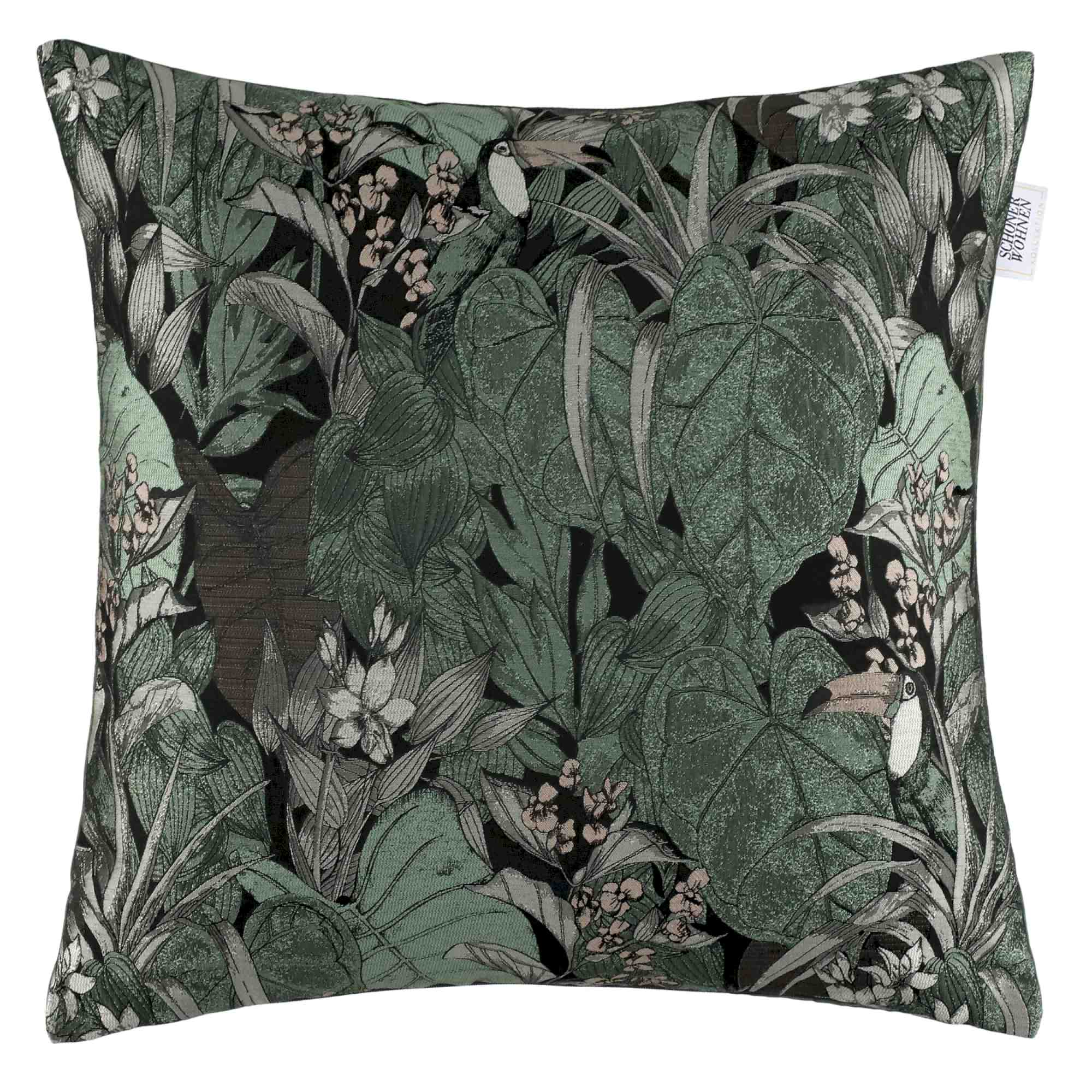 Kissenhülle "Toucan" von Schöner Wohnen, Jacquard, exotisches Dschungelmotiv
