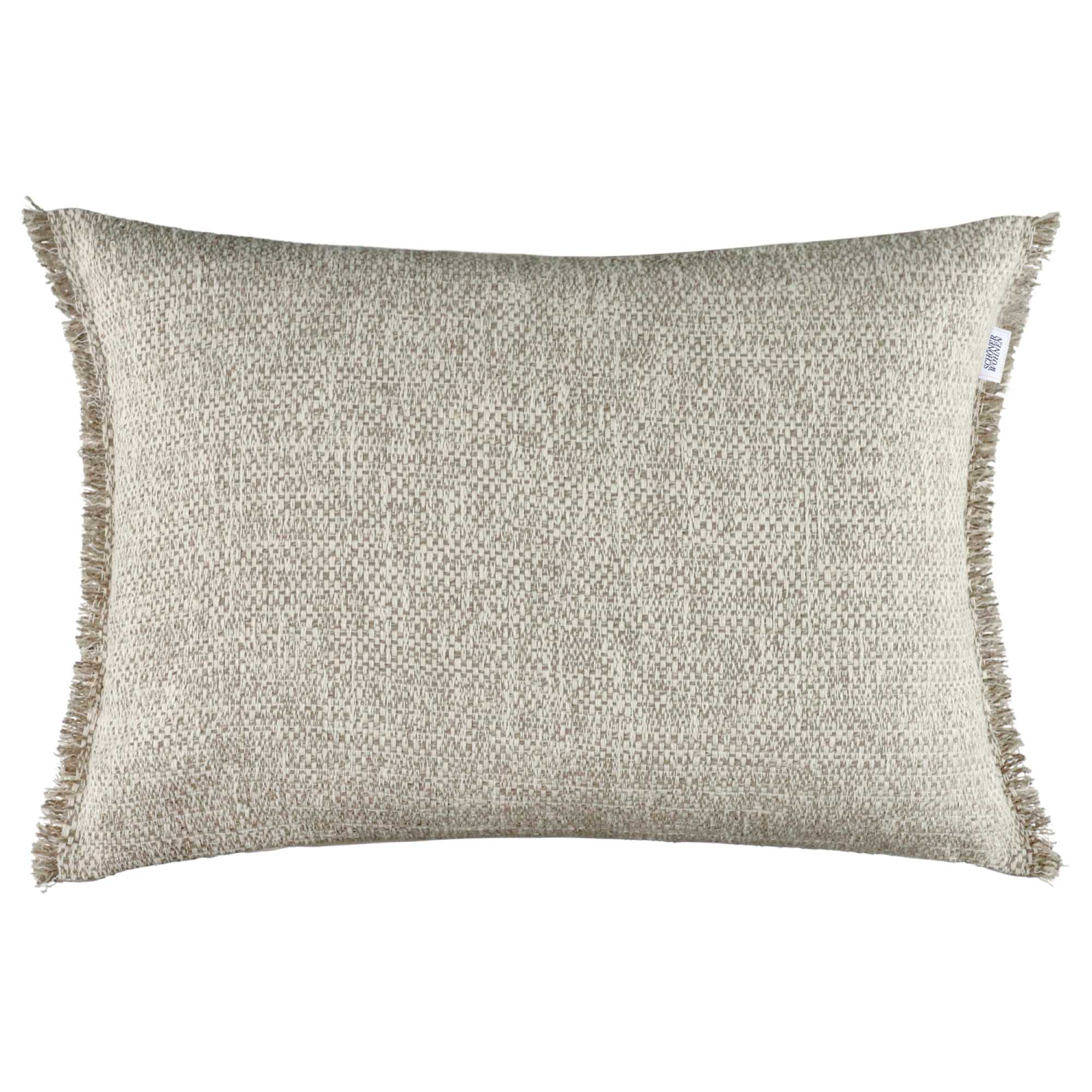 Zierkissenhülle "Voyage" – Strukturgewebe in Anthrazit, Beige & Orange mit Fransen