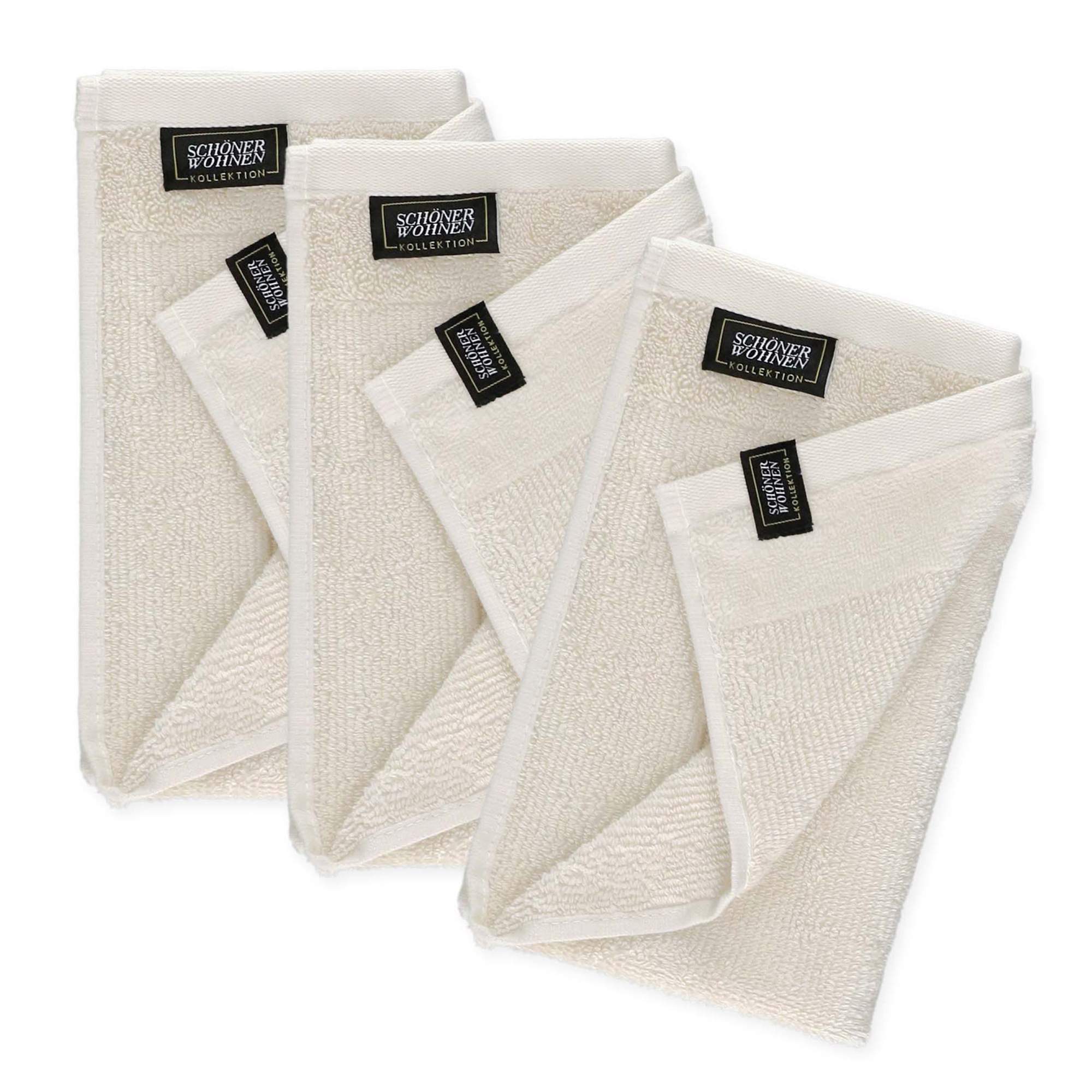 Gästehandtuch 3er Set mit Velourborte 30 x 50 cm