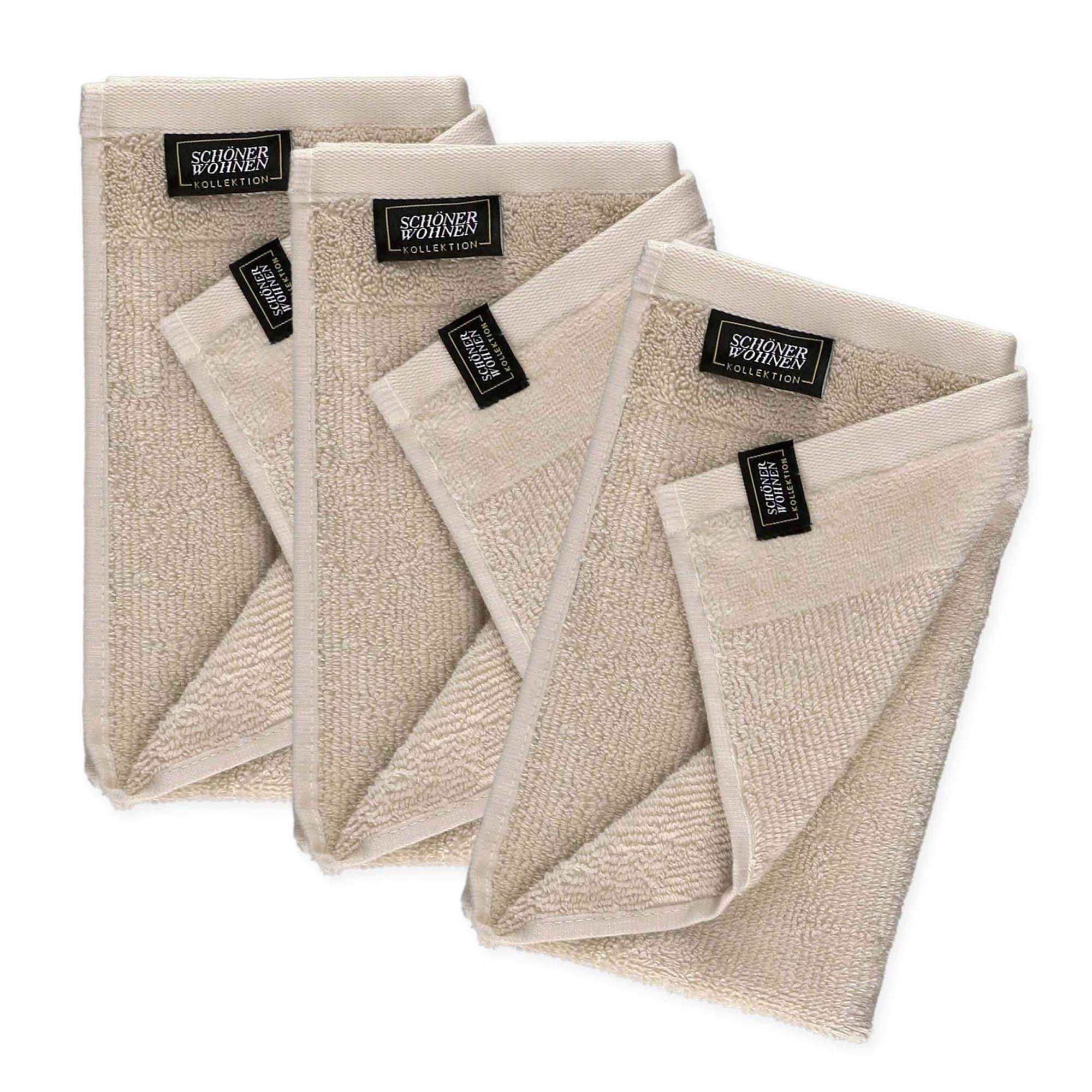 Gästehandtuch 3er Set mit Velourborte 30 x 50 cm