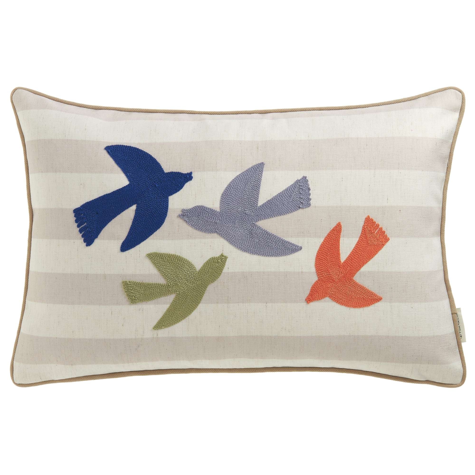 Zierkissenhülle Birds mit Vögeln und Streifenmuster