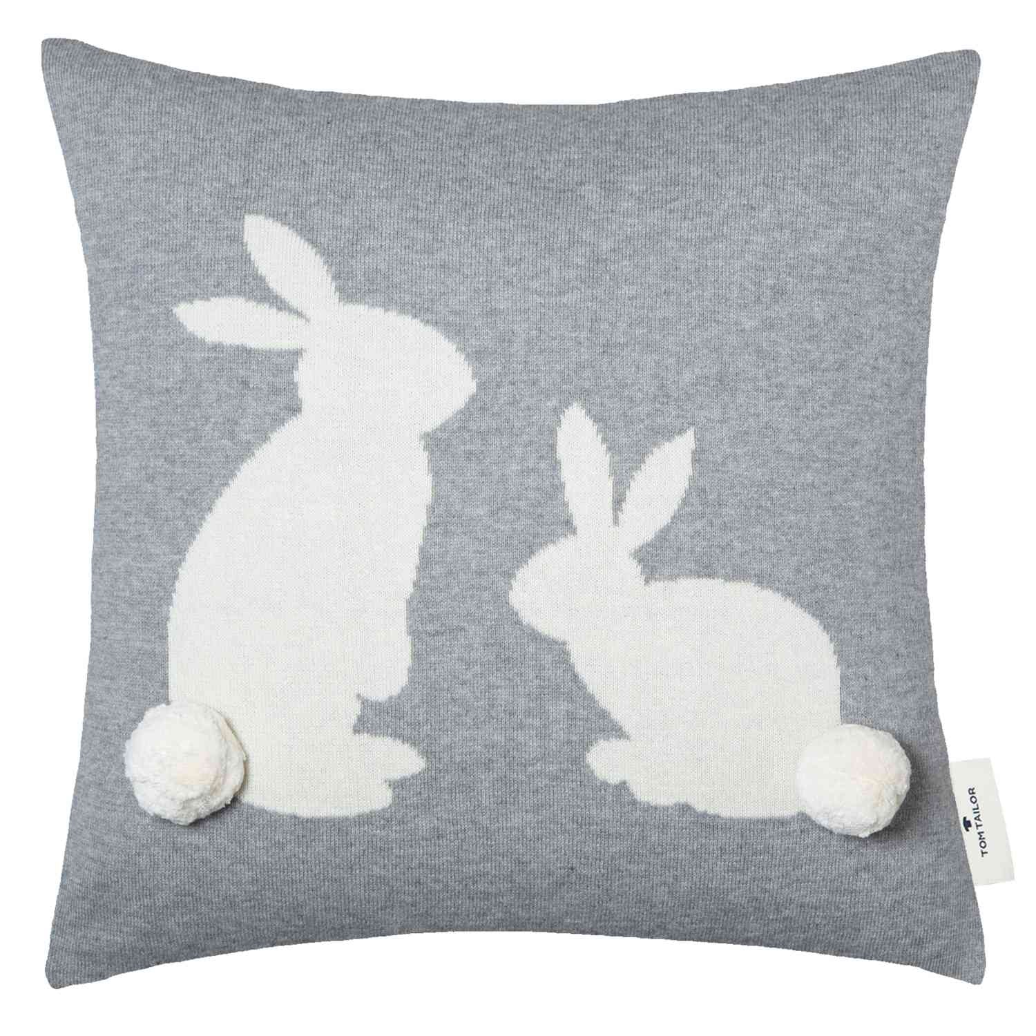 Zierkissenhülle Bobble Rabbit • 100% Baumwolle • Hasenmotiv mit Bommel