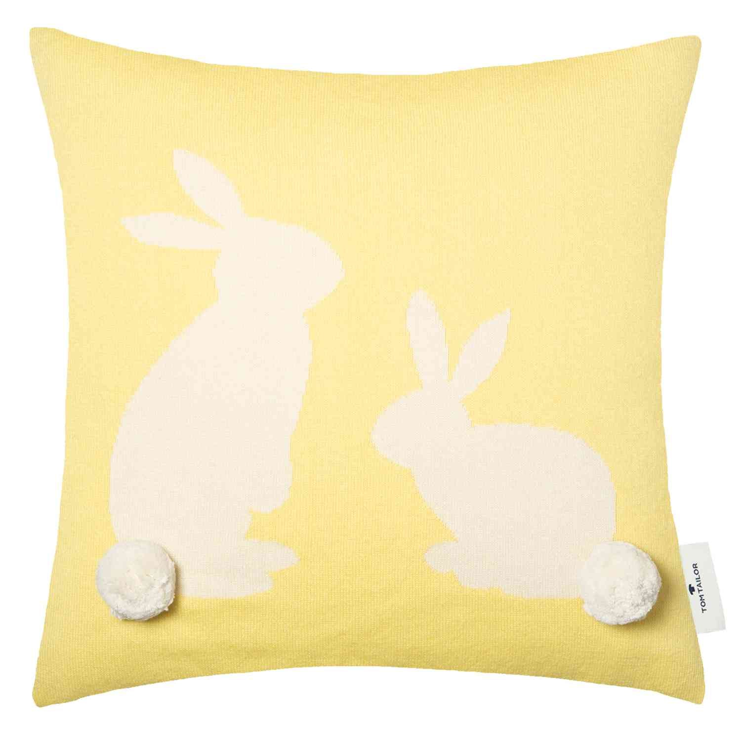 Zierkissenhülle Bobble Rabbit • 100% Baumwolle • Hasenmotiv mit Bommel