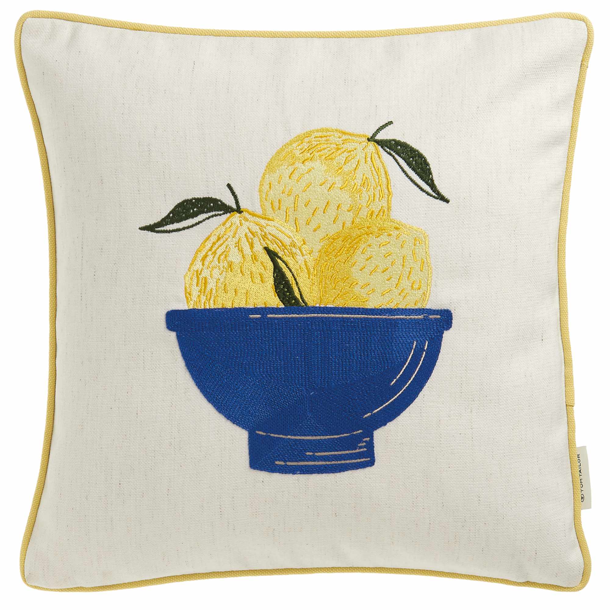 Zierkissenhülle Lemons mit Zitronenstickerei