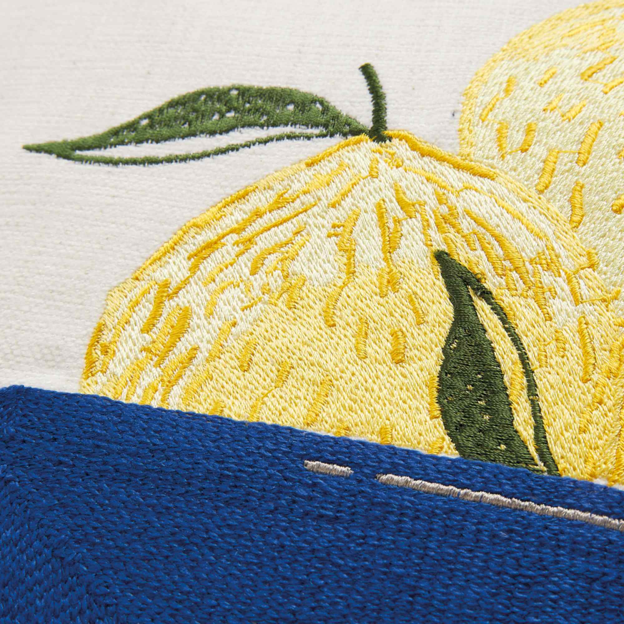 Zierkissenhülle Lemons mit Zitronenstickerei