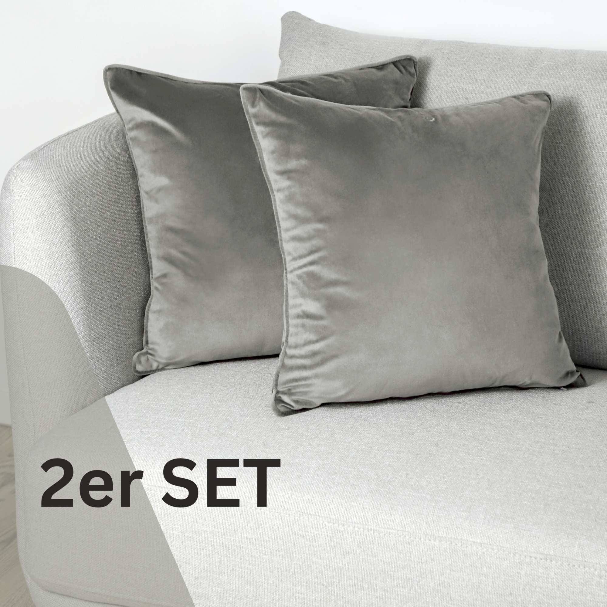 TomTailor 2er Pack Kissen Velvet mit Logostickerei & Paspel