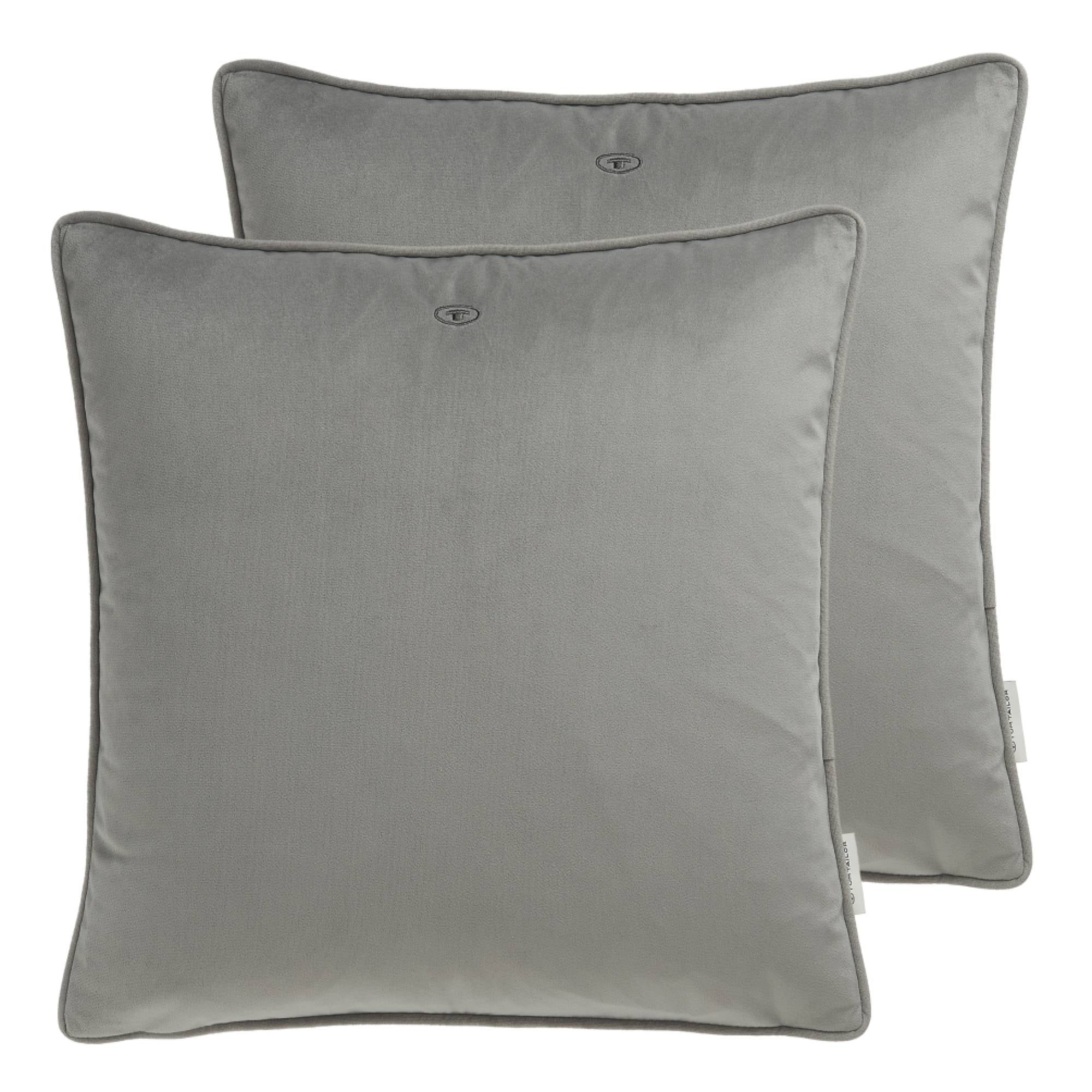 TomTailor 2er Pack Kissen Velvet mit Logostickerei & Paspel