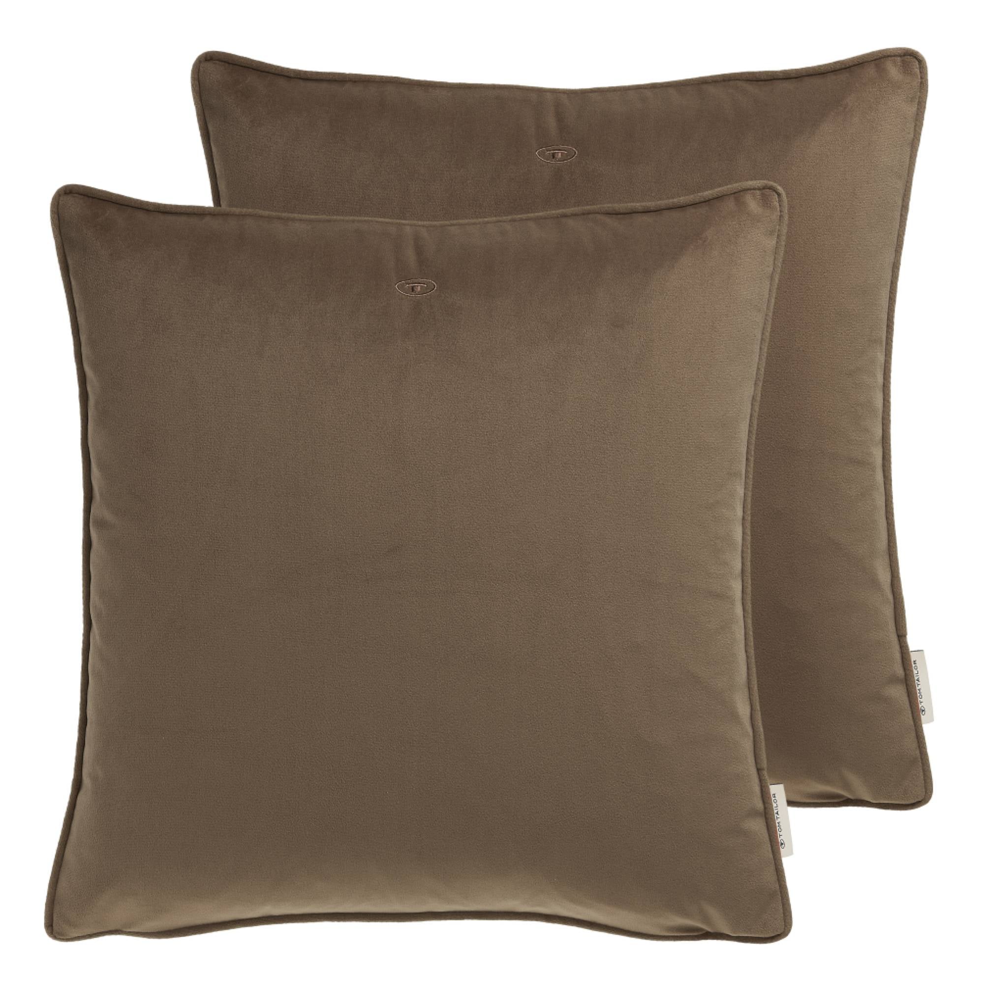 TomTailor 2er Pack Kissen Velvet mit Logostickerei & Paspel