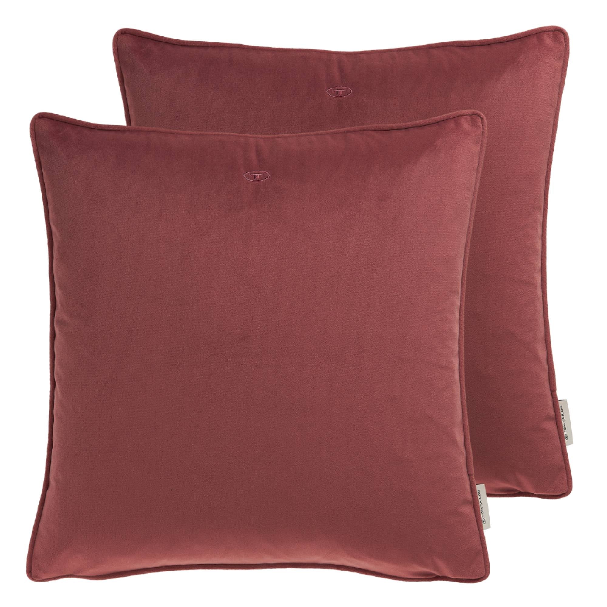 TomTailor 2er Pack Kissen Velvet mit Logostickerei & Paspel