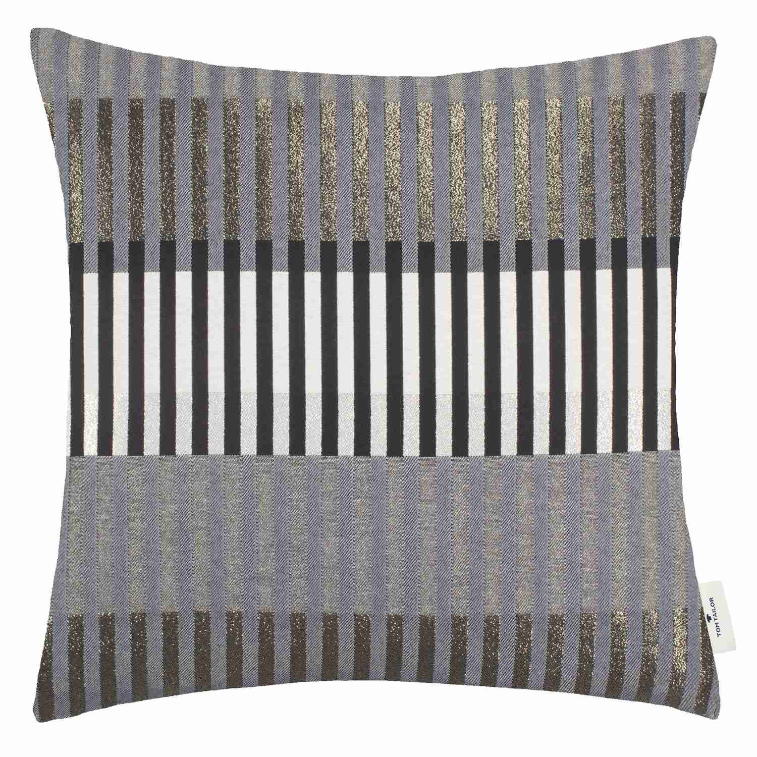 Zierkissenhülle Glamour Stripe • Kurvenmuster • Metallgarn • 50x50 cm - WohnDirect.com - Heimtextilien für stilvolles Wohnambiente