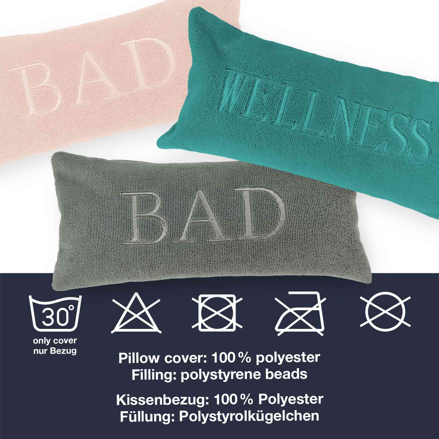 Badewannenkissen • mit Saugnäpfen • abziehbare Hülle • waschbar - WohnDirect.com - Heimtextilien und Wohnaccessoires