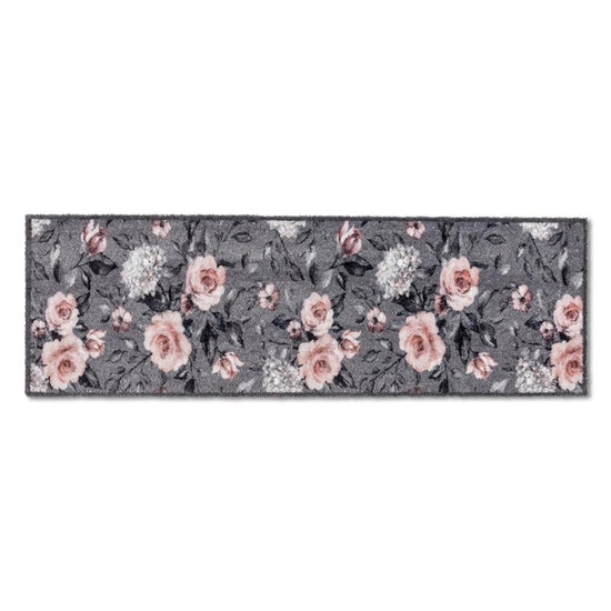Pure & Soft Schmutzfangmatte • in 12 Farben und 2 Größen-Fußmatten mit Motiven-ASTRA-Blumen grau-rosa-50 x 150 cm-Wohndirect - Fußmatten, Badematten und mehr